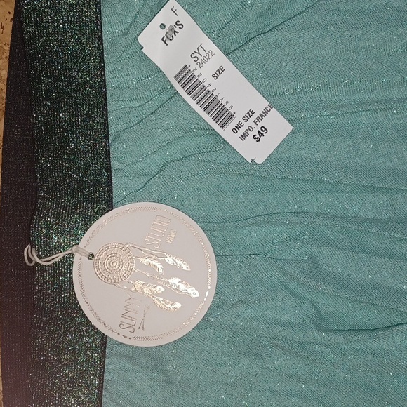 Sunny Studio Sparkly Mint Green Pleated Maxi Skirt Size S NWT - Picture 3 of 5